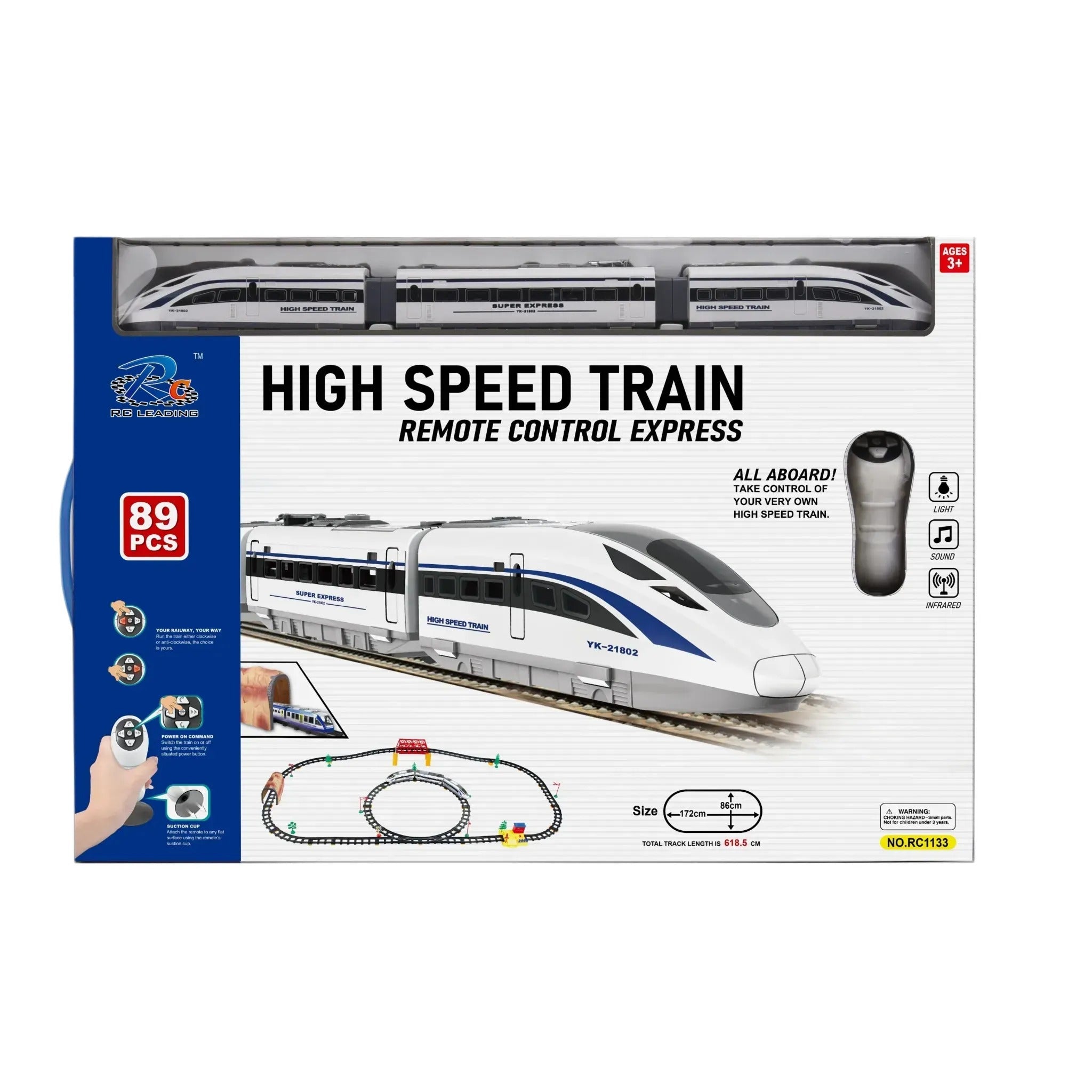 Remote Control High Speed Train Set 6.18m with Lights & Sound - 89