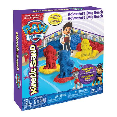 Kinetic Sand Coffret Pat'Patrouille - Sable Magique Qui Ne Sèche Pas, 3 Moules, 3 Couleurs, Figurine Ryder