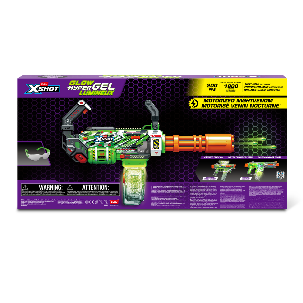 ZURU XSHOT Hyper Gel Gatling Blaster Glow in Dark Gel Blaster