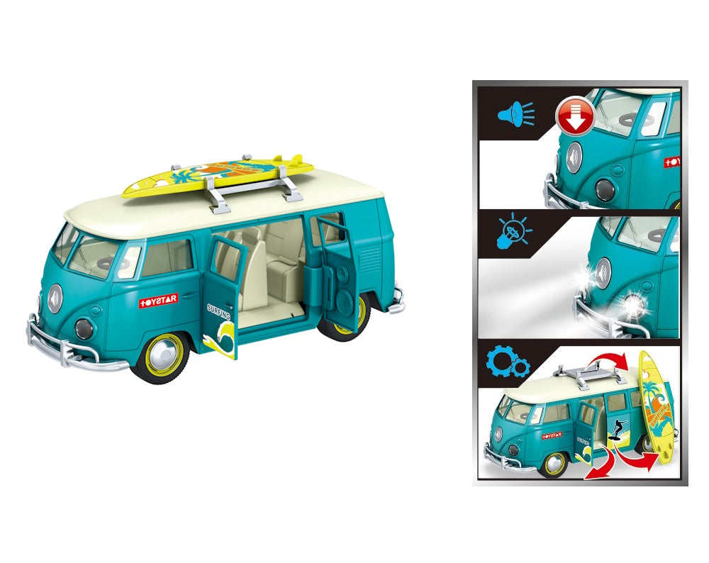 Toystar Surfing Retro Van With Sound, Lights (27cm Long) – Toy