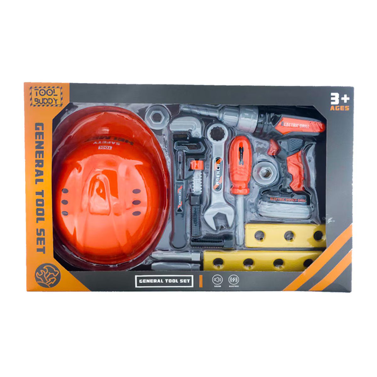 Tool Buddy Electric Drill 16-Piece Tool Set with Construction Hat