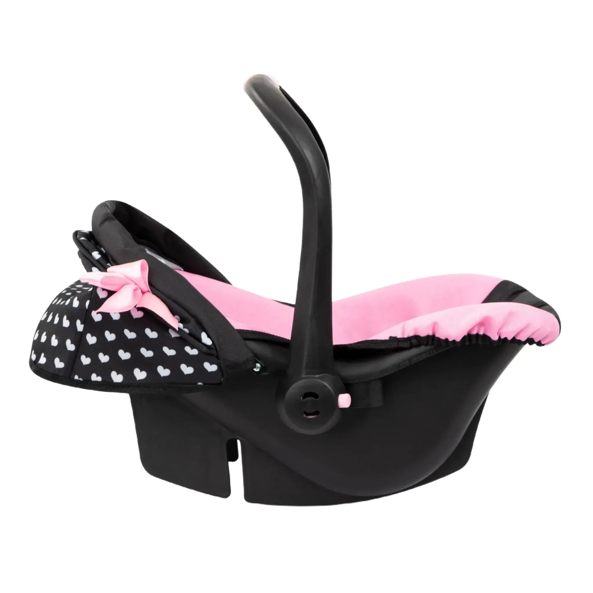 Deluxe Car Seat With Cannopy (Black/Pink/Hearts) – Toy Kingdom