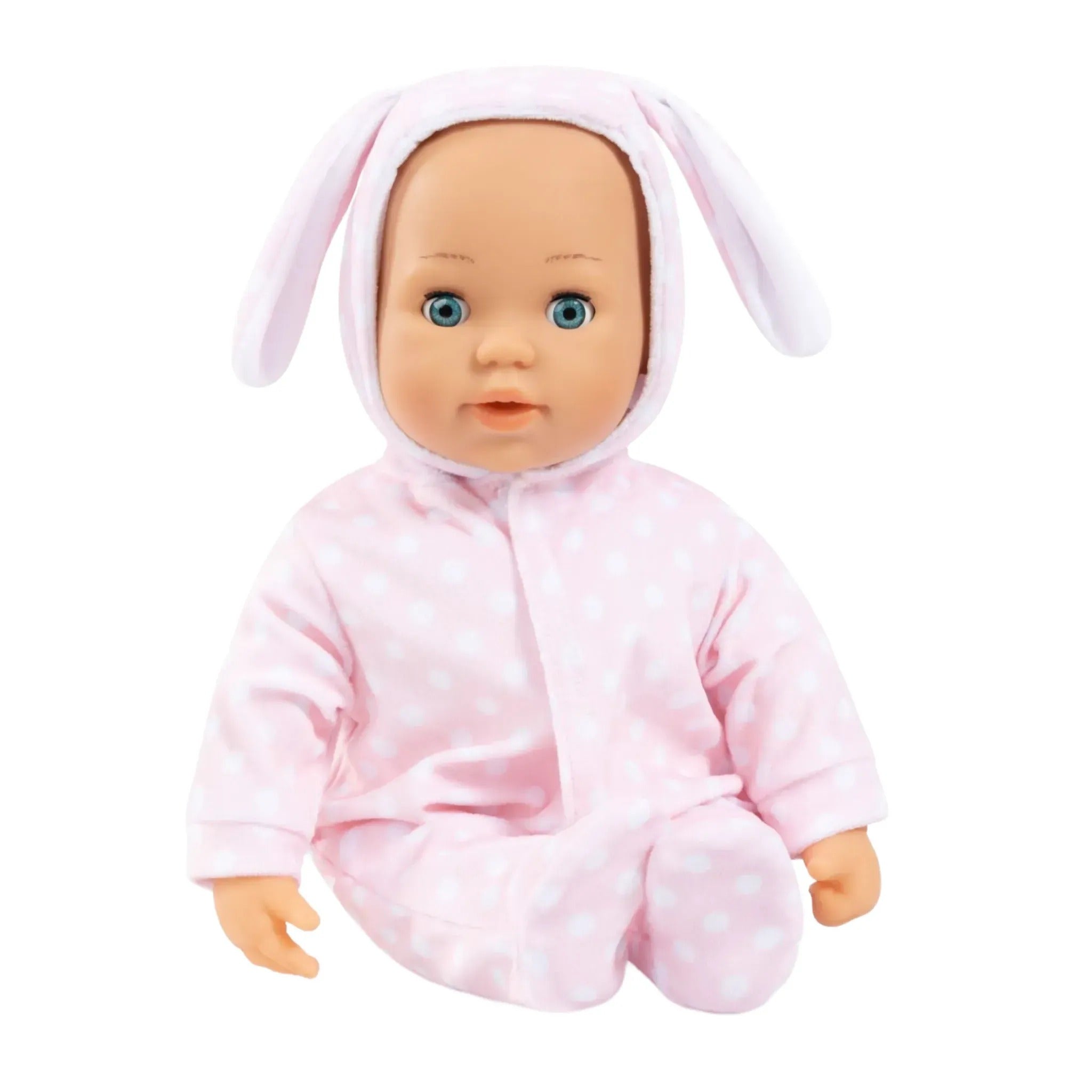 First Words Anna Baby Doll Pink White Dots With Ears – Toy Kingdom