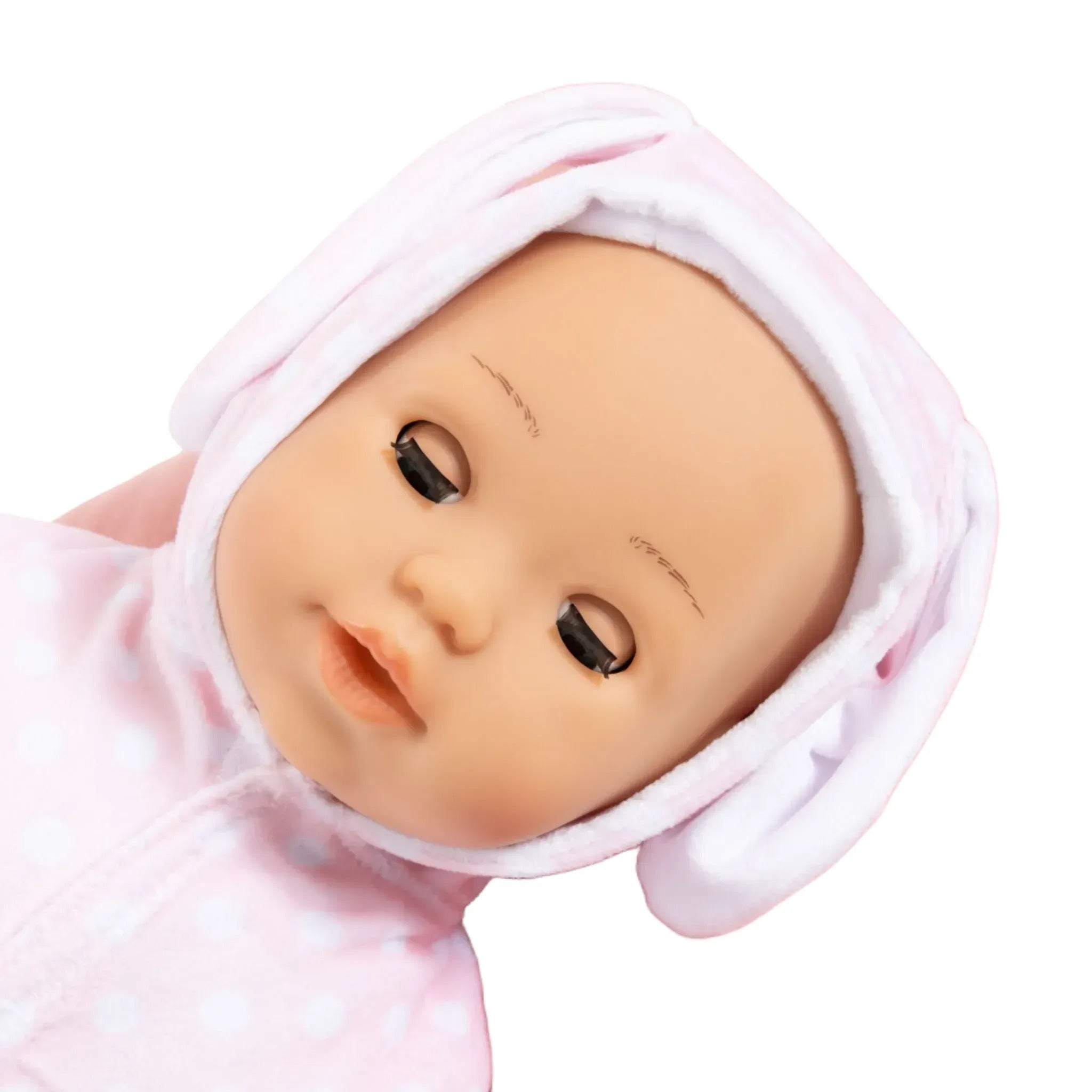 First Words Anna Baby Doll Pink White Dots With Ears – Toy Kingdom