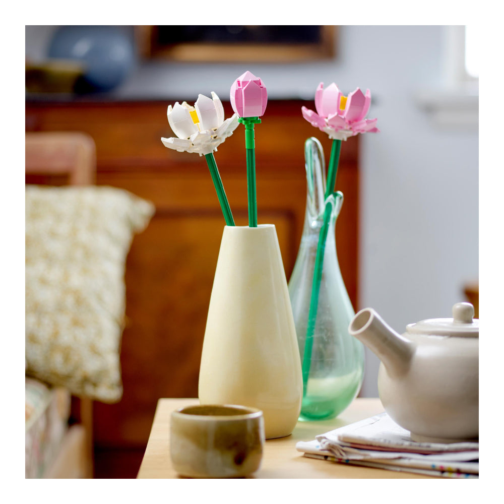 LEGO Lotus Flowers Building Kit, Artificial Flowers for Decoration, Gift Idea, Aesthetic Room Décor for Kids, Building Toy for Girls and Boys Ages 8