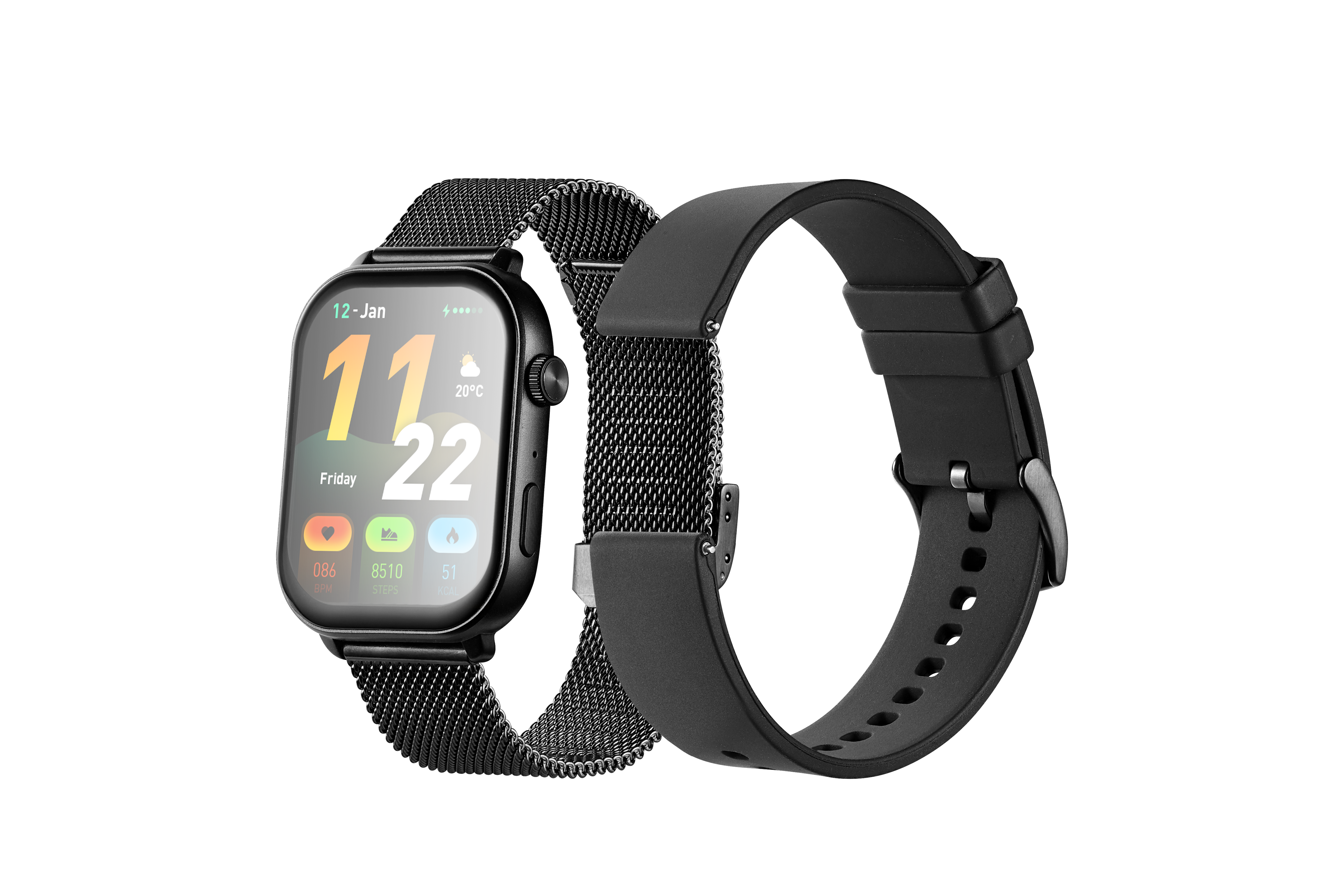 Volkano Trinity Series Smartwatch With Metal Mesh Strap - Black