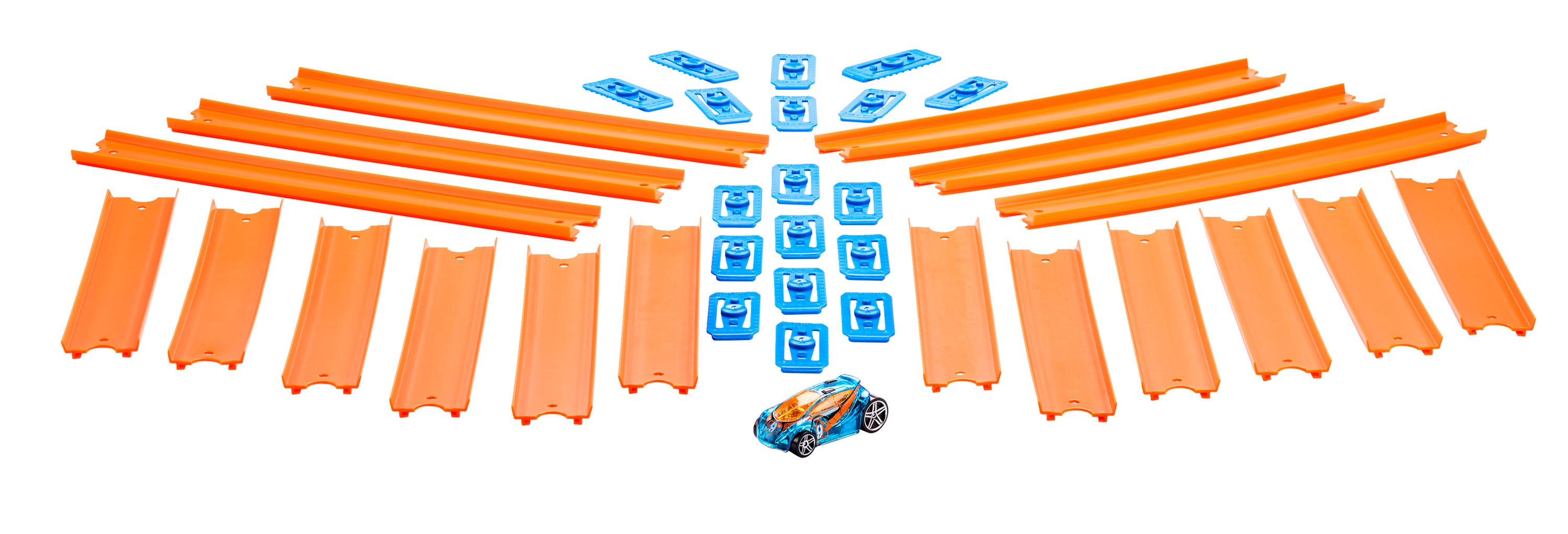 Hot Wheels Track Builder Straight Track with a 1:64 Scale Vehicle