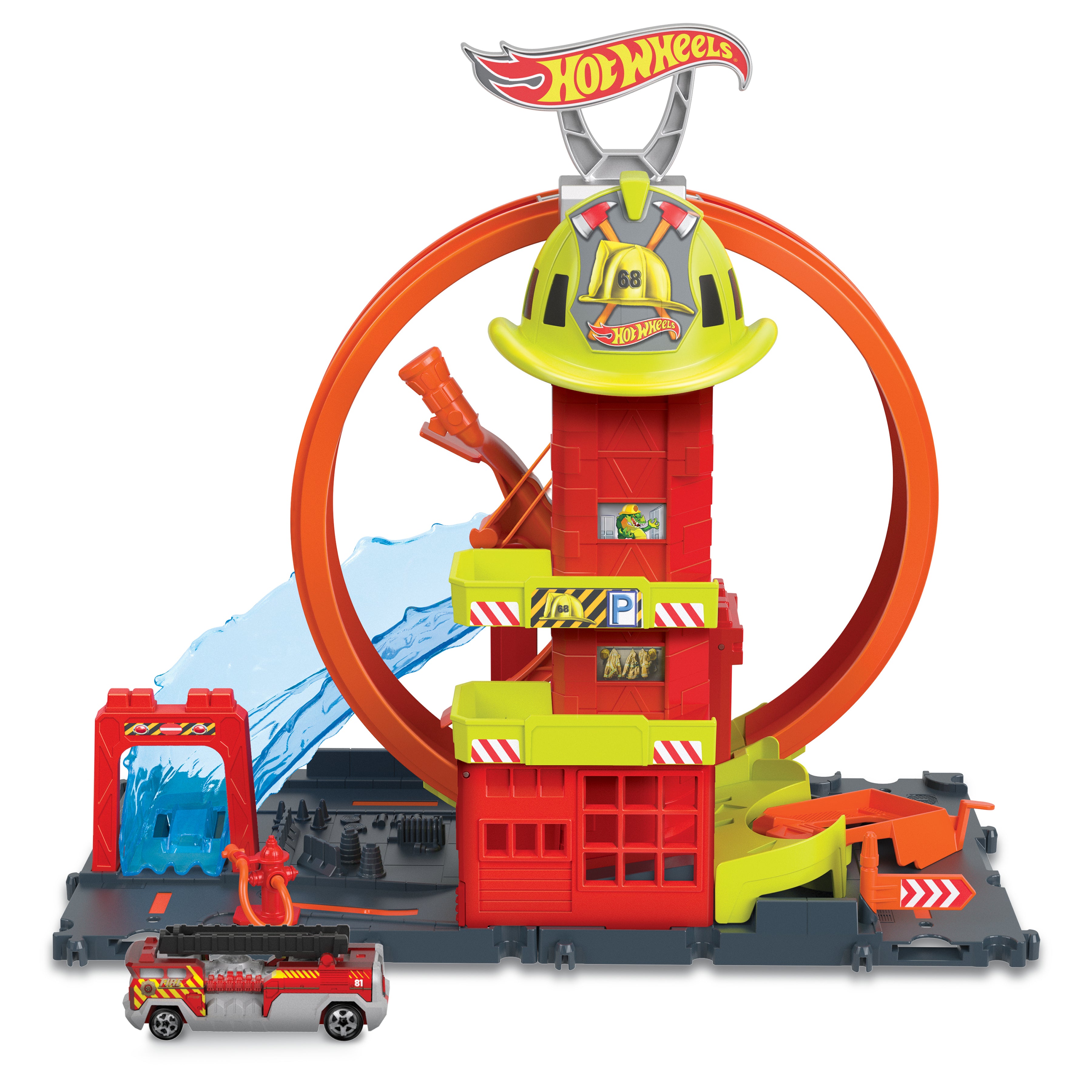 トップス 242001 WARM UP PISTE play station Hot Wheels City Super Loop Fire Station Playset – Toy
