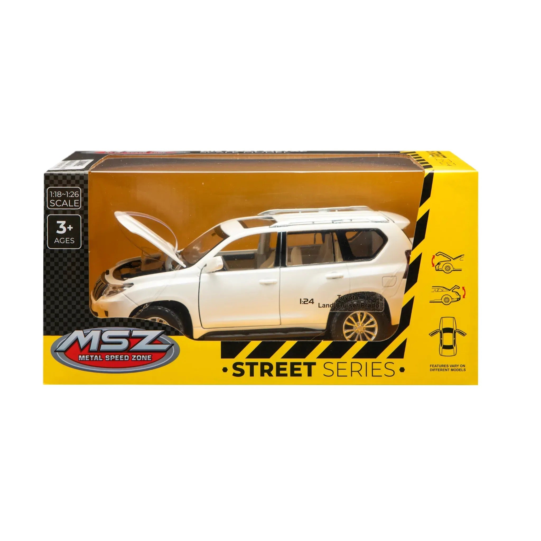 その他 Toydoy 1/24 Toyota Land Cruiser Prado (20cm Long) - White – Toy Kingdom