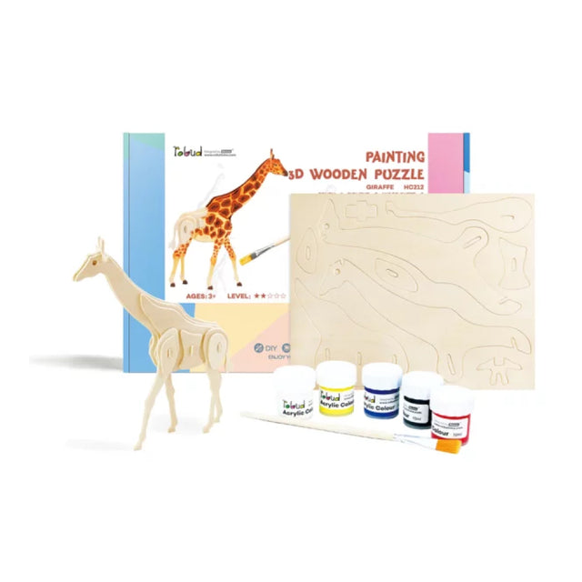 3D Wooden Puzzle With Paints Giraffe