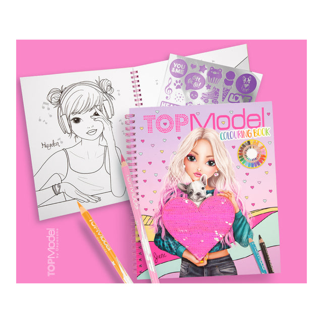 Top Model Sequined Colouring Book W Stickers